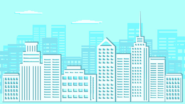 City silhouette, abstract urban background, flat vector illustration.