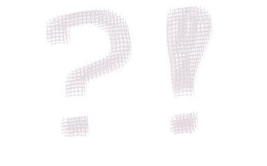 beige question mark and exclamation mark on white background
