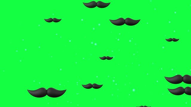 3D animation black mustache isolated on green background. father's day concept.