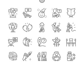 Psychology. Two heads. Family relationship, group therapy, psychological help. Pixel Perfect Vector Thin Line Icons. Simple Minimal Pictogram - obrazy, fototapety, plakaty