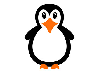 Cute cartoon penguin isolated on white, vector illustration