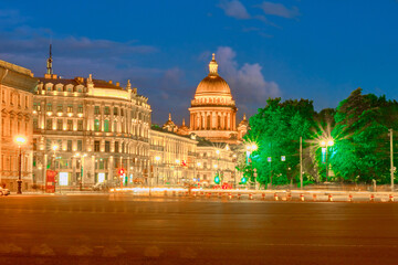 St. Isaac's Cathedral in St. Petersburg during the White Night, Russia.