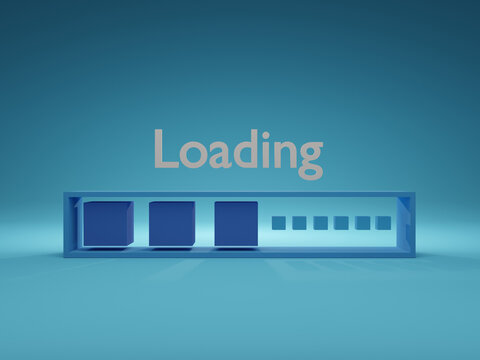 3d rendering loading bar icon or loading progress bar symbol. 3D render illustration.