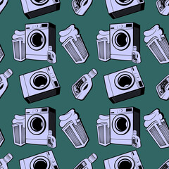 Laundry seamless repeat pattern background. Vector illustration