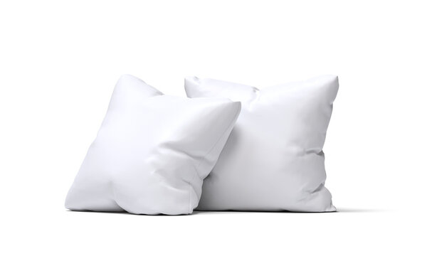 Two white pillows on a white background. 3D image