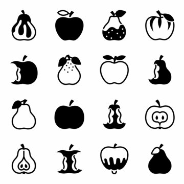 Vector Apple and pear icon set