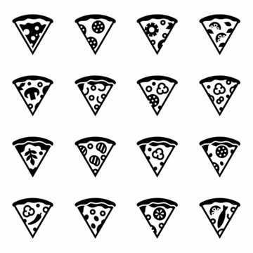Vector Slise of pizza icon set