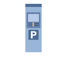Parking meters icon. Parking lot with authorized ticket machine. Self service parking pay. Electronic payment terminal. Vector flat illustration 