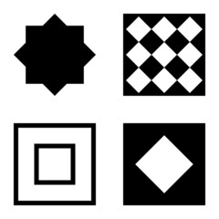 Square2 Flat Icon Set Isolated On White Background
