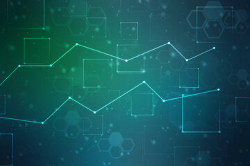 Business Growth graph on technology background, Futuristic raise arrow chart digital transformation abstract technology background. Big data and business growth currency stock and investment economy