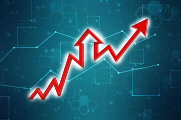 3d rendering business graph and documents. Stock market chart. Business graph background, Financial Background