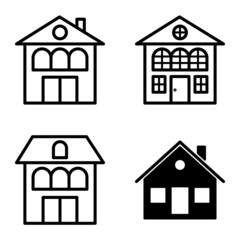 Houses Flat Icon Set Isolated On White Background