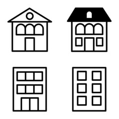 Houses Flat Icon Set Isolated On White Background