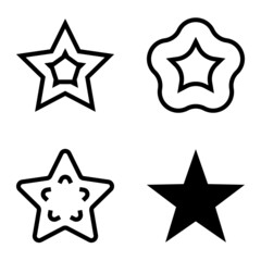 Stars Flat Icon Set Isolated On White Background