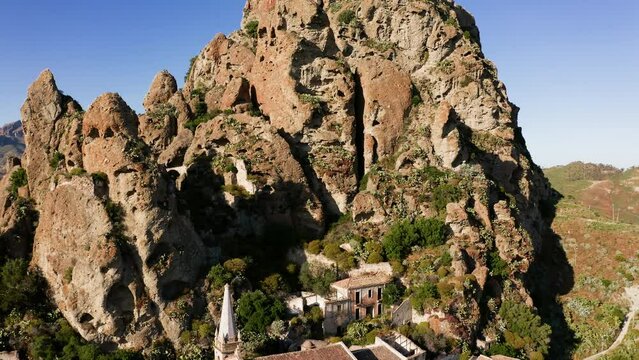 Ancient ghost town Pentedattilo in the mountain in Calabria