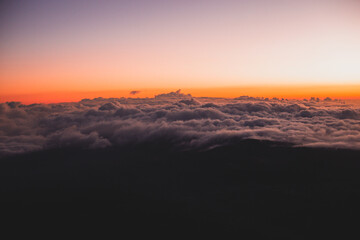 sunset over the clouds