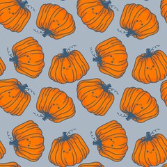 Halloween seamless cute pumpkins pattern for textiles and packaging and gifts and kids and wrapping paper