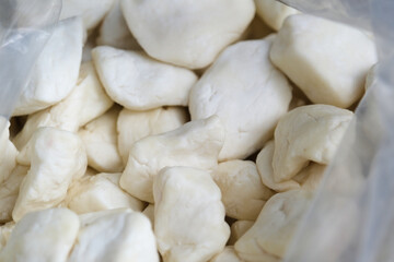 Selective Focus Antep Peyniri known as Local Antep Cheese in plastic bag in Gaziantep, Turkey. 