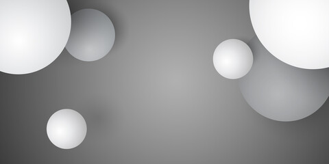 Silver Balls - Modern Style Minimalist Black and White Abstract Background Design Template with Copyspace in Editable Vector Format