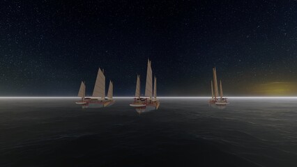 sailling ship at sea © Hirzan