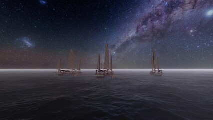 sailling ship at sea © Hirzan