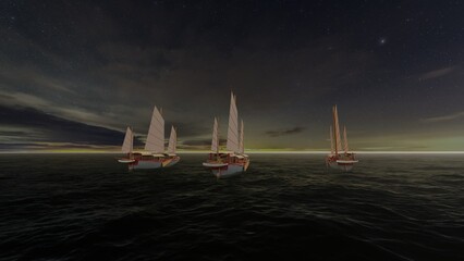 sailling ship at sea © Hirzan