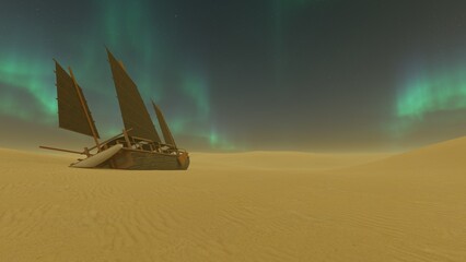 sailboat on the desert