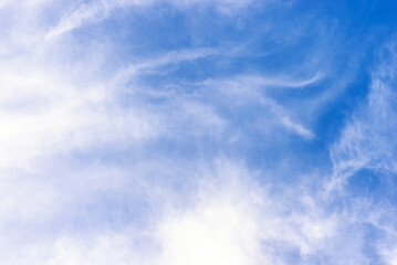 Bright blue sky and white clouds and cloudy haze