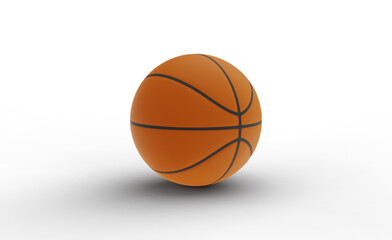 basketball front view with shadow 3d render