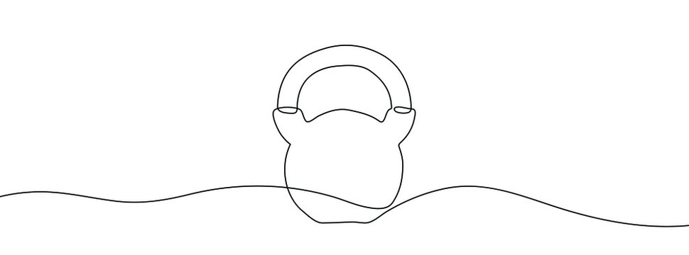 recommend clip art: Continuous line drawing of kettlebell. Kettlebell linear icon. One line drawing background. Vector illustration. Kettlebell continuous line icon.