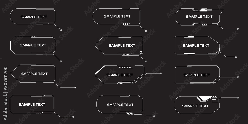 Fototapete hud ui callouts frame element design for text box, infographic, title, information template set. dig