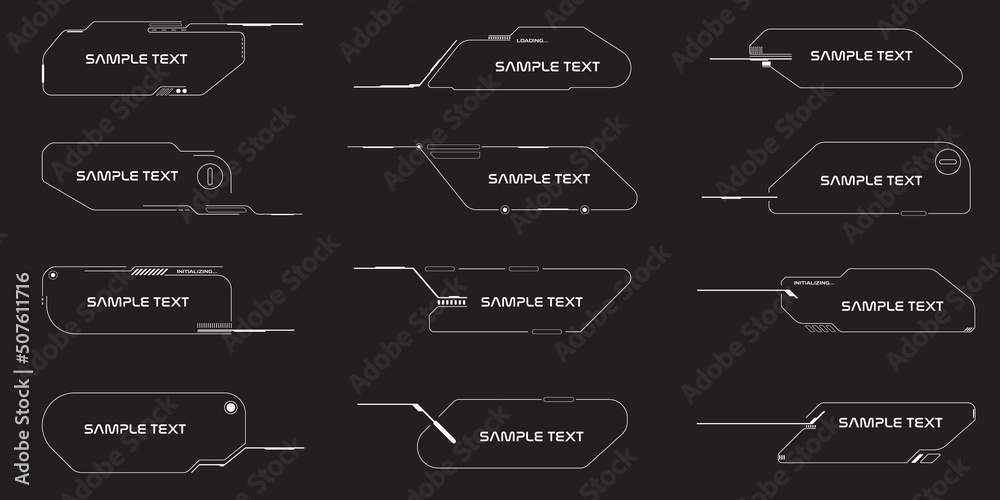 Aufkleber callouts infographic title template white element set. hud futuristic digital frame design for banne
