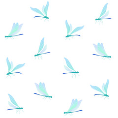 Seamless trendy pattern with dragonfly. Cartoon vector illustration for prints, clothing, packaging and postcards.