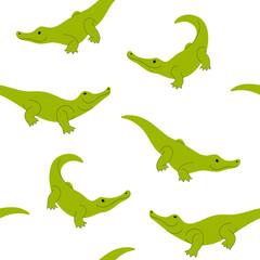 Seamless trendy animal pattern with crocodile. Flat design print in cartoon style.