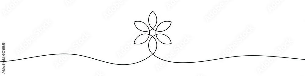 Poster continuous line drawing of flower. flower one line icon. one line drawing background. vector illustr