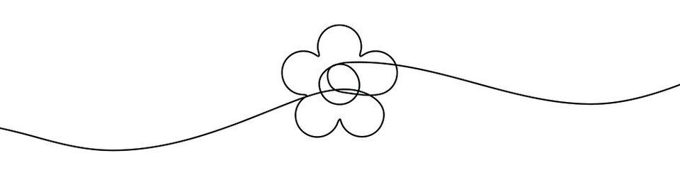 Continuous line drawing of flower. Flower one line icon. One line drawing background. Vector illustration. Flower black icon
