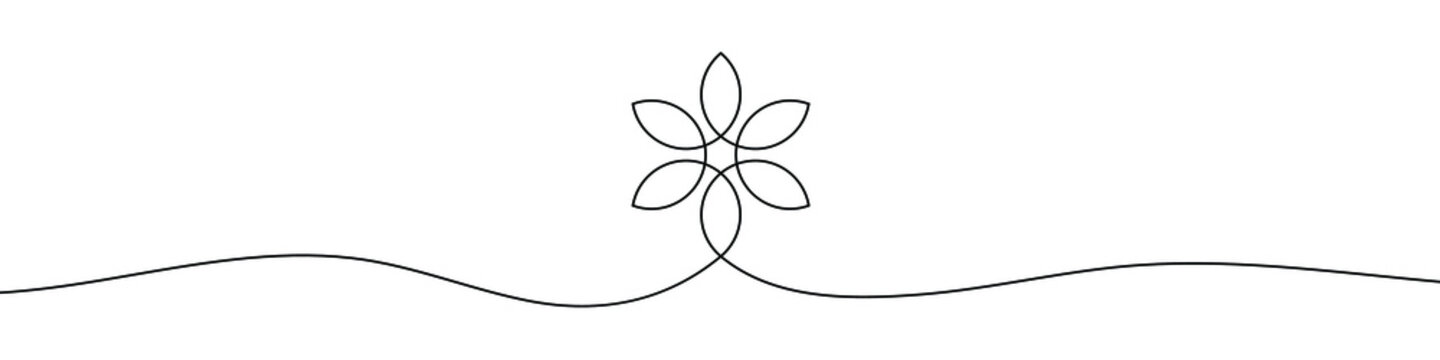 Continuous line drawing of flower. Flower one line icon. One line drawing background. Vector illustration. Flower black icon