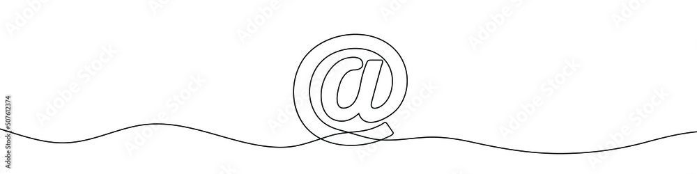 Wall mural continuous line drawing of mail. one line icon of email. one line drawing background. vector illustr