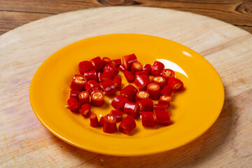 chopped cayenne on a plate