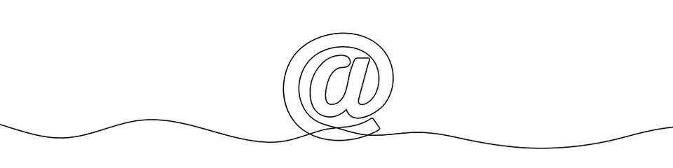 Continuous line drawing of mail. One line icon of email. One line drawing background. Vector illustration. Message black symbol