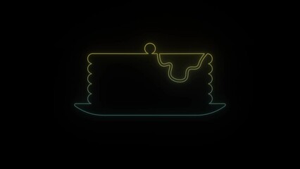Glowing neon pancakes icon on black background. pancakes with jam on a plate. 4K video animation for motion graphics and compositing. - Powered by Adobe