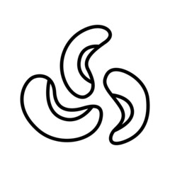 Cashew nuts outline icon isolated on white. Organic food.