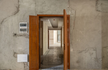 Naklejka na ściany i meble Unfinished apartment interior in a morning
