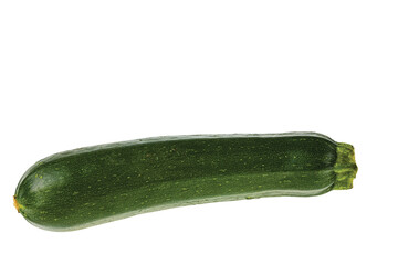 Close up view of green zucchini squash isolated on white background.