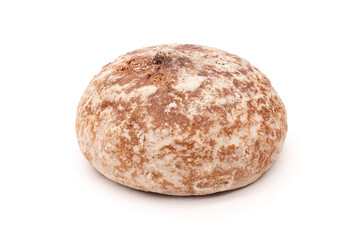 Gingerbread. Sweet gingerbread isolated on white background. Homemade baked goods. Iced sugar gingerbread. 