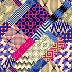 Patchwork textile pattern. Seamless quilting design background.
