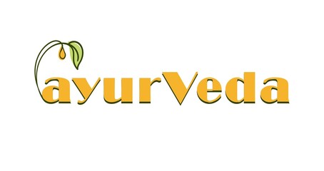 logo of Indian medicine, Ayurveda, with the image of a leaf and a drop of oil