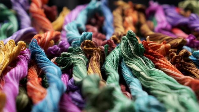 Colorful mouline threads. Hobby or handmade concept.