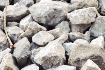 Small gravel road. Pebble background. Crushed stone texture. Gravel rock closeup