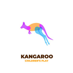 Kangaroo abstract illustration logo with cheerful overlapping colors